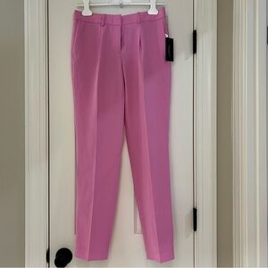 TOMMY HILFIGER Pleated Linen Straight Leg Trouser Pink Size 4 30 Inch Inseam NWT